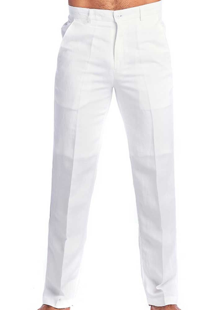 Linen Classic Pants For Men. Linen 100 %. White Color.