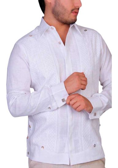 Luxury French Cuff Exquisite Linen Guayabera. Wedding. Back Orders.