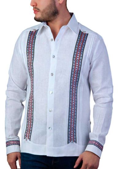 Deluxe Embroidery Guayabera. Linen 100 %. Elegant Guayabera for Destination Wedding. White Color. Back Orders.