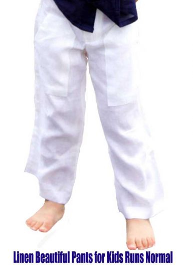 White Drawstring Boys Linen Pants. Linen 