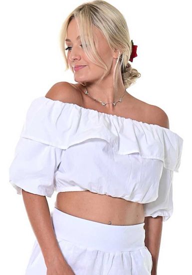 Ladies Off The Shoulder Cotton White Sexy Top.