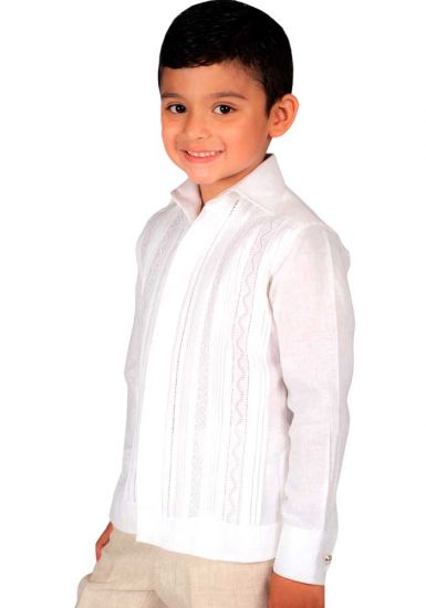 Deluxe Linen Guayabera. High Quality for Kids. 100% Linen. Long Sleeves. RUN SMALL. Backorder.
