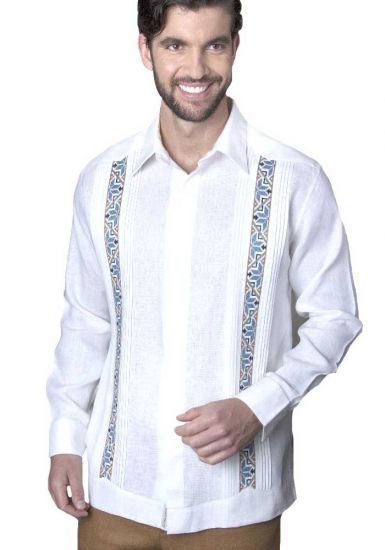 CHOOSE YOUR HAND MADE EMBROIDERY. Trending Guayabera. Embroidery Guayabera Slim Fit. Linen 100 %. Elegant Guayabera. Double Eyelet for use Cufflinks. White Color. Backorder.