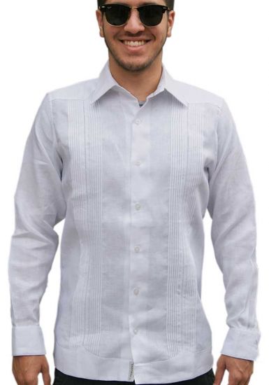Slim Fit Guayabera Style. Elegant Wedding Shirt. Finest Tuck. High Quality Linen. Double Eyelet for use Cufflinks. Backorder.