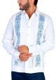 Deluxe Embroidery. Linen 100 %. Elegant Guayabera for Destination Wedding. White Color. Back Orders.