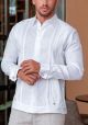 FRENCH CUFF. Wedding Exquisite Guayabera. Linen 100 %. Design Linen Shirt. White Color. Back Orders.