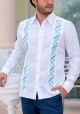 Deluxe Embroidery Guayabera. Elegant Guayabera for Destination Wedding. Linen 100 %. White Color. Back Orders.