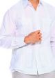 Cuban Guayabera 4 Pockets. Long Sleeves. Cuban Pleats. Poly-Cotton. White Color.