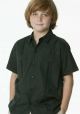 D'ACCORD Poly-Cotton Guayabera for Kids. Short Sleeve. Black Color.