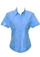 Uniform Guayabera Poly-Cotton Wholesale Short Sleeve for Ladies. Blue Color. Runs big.