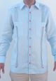 French Cuff. Exquisite Desig Fashion Guayabera. Premium Linen Guayabera. Double Eyelet for use Cufflinks. Light Blue Color. Back-order.