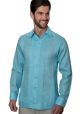 No pocktes with Pleats Guayabera Slim Fit. High Quality Shirt. Linen Premium. Double Eyelet for use Cufflinks. Aqua Color. Back Orders.