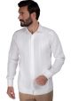 Guayabera Long Sleeve  Double Eyelet for use of Cufflinks. 100% Linen. White Color. Wedding Shirt. Back Orders.