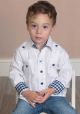 Gingham Modern Guayabera Style for kids. Brother and Sister Guayabera Match.  Long Sleeve. Blue Buttons.
