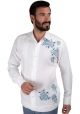 FLOWER Deluxe Guayabera  Shirt. Linen 100 %. Excellent Quality. Double Eyelet for use Cufflinks. Backorder.