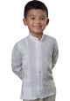 Chinese Collar Shirt for Kids. Wedding Style. Collar - MAO. Italian Premium 100% Linen. White Color. Back Orders. RUN SMALL.