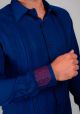 Bamboo Fabric. Formal Guayabera Tucks Shirt. Pleats Exquisite Design. Double Eyelet for use Cufflinks. Blue Navy Color. Backorder.