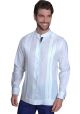 Mao Collar Linen Guayabera. No pockets. Deluxe party Guayabera. Pure Linen. High Quality. Double Eyelet for use Cufflinks. Feature in Navy Blue