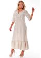 Ladies 3/4 Sleeve Long Dress. Beach and Wedding Wear. 100% Linen. Natural Color.