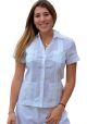 Party Guayabera for Ladies. Short Sleeve. Linen 100% Guayabera. Runs Small. White Color.