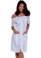 Cuban Party Off the Shoulder Sexy Guayabera Dress. Linen 100 %. Run Small. White Color.