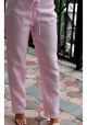 Drawstring Ladies Guayabera Linen Pants. Runs Small. Pink Color.