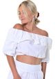 Ladies Off The Shoulder Cotton White Sexy Top.