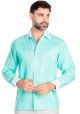 100% Linen Guayabera Shirt Long Sleeve.  Constract Cuff,  Collar with Trim. Mint Color.