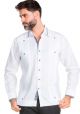 Beautiful Linen 100 % Guayabera  Multi Constract Collar shirt.  Men's Stylish Shirt. White Color.