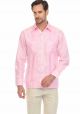 Party Guayabera Shirt. Stripes Linen Shirt. Button Down. Pink Color.