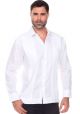 Premium Linen. Guayabera Shirt Long Sleeve. White Color.