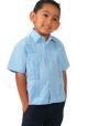 Kids 100% Linen Guayaberas. Short Sleeves. 3 to 10 Years. It Runs Small. Blue Color.