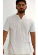Short Sleeves Shirt. Shirt Cotton Gauze 100 %. Collarless shirt. Perfect for the Beach. White Color.