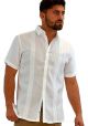 100 % Linen Casual Shirt Short Sleeve for Men. White Color.