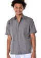 Traditional Guayabera Poly-Cotton. Short Sleeve. Charcoal Color.