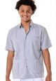 Traditional Guayabera Poly-Cotton. Short Sleeve. Gray Color.