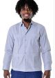 Traditional Guayabera Poly-Cotton. Long Sleeve. Gray Color.