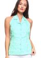 Sexy White Party Sexy Guayabera Halter Blouse for Ladies. Mint Color.
