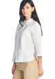 Ladies Guayabera Blouse Extra Pleat Work On Sleeves. White Color.