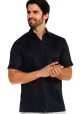 Four pockets Traditional Guayabera Shirt Regular Linen.  Short Sleeve. Black Color.