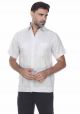 Traditional Guayabera Shirt Regular Linen. Short Sleeve. Silver Color.