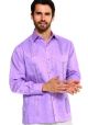 Traditional Guayabera Shirt Regular Linen Long Sleeve. Lavender Color.