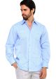 Traditional Guayabera Shirt Regular Linen Long Sleeve. Light Blue Color.