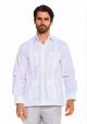 PLUS SIZE Traditional Guayabera Shirt Regular Linen Long Sleeve. OffWhite Color.