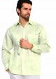 PLUS Size Traditional Guayabera Shirt Regular Linen Long Sleeve. Sage Color.