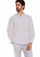 PLUS SIZE Traditional Guayabera Shirt Regular Linen Long Sleeve. Silver Color.