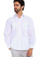 PLUS Size Traditional Guayabera Shirt Regular Linen Long Sleeve. White Color.
