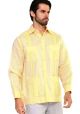 PLUS size Traditional Guayabera Shirt Regular Linen Long Sleeve. Banana Color.