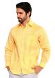 PLUS Size Traditional Guayabera Shirt Regular Linen Long Sleeve. Yellow Color.