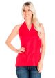 Sexy Guayabera Halter Blouse for Ladies. Linen & Cotton. Red Color.
